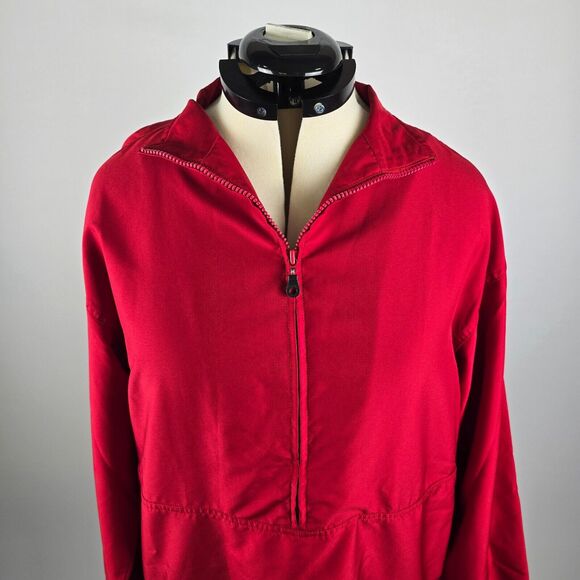 Cutter & Buck Jacket Women's Large Red Solid Half Zip Pullover Waist Draw Cord - Picture 2 of 10